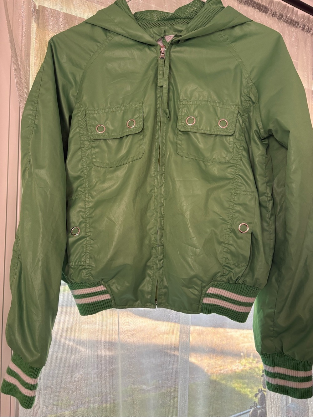 Jou Jou Green Hooded Outerwear Jacket